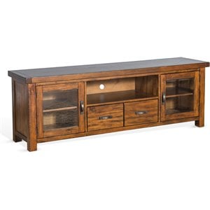Pemberly Row 74&quot Wood TV Console for TVs up to 85&quot in Medium Brown