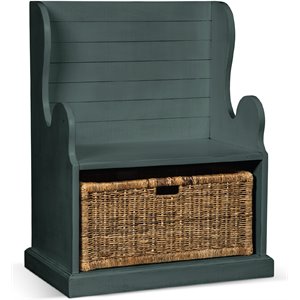 Pemberly Row Modern 39&quot Mahogany Wood Hall Seat in Little Boy Blue