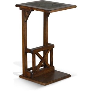 Pemberly Row 12.5&quot Traditional Wood Sofa Mate Table in Dark Brown