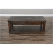 Pemberly Row Rough Sawn Mahogany Wood Coffee Table in Tobacco Leaf
