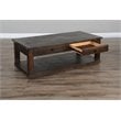 Pemberly Row Rough Sawn Mahogany Wood Coffee Table in Tobacco Leaf