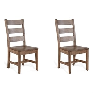 Pemberly Row 18&quot Transitional Wood Ladderback Chair in Taupe Brown (Set of 2)
