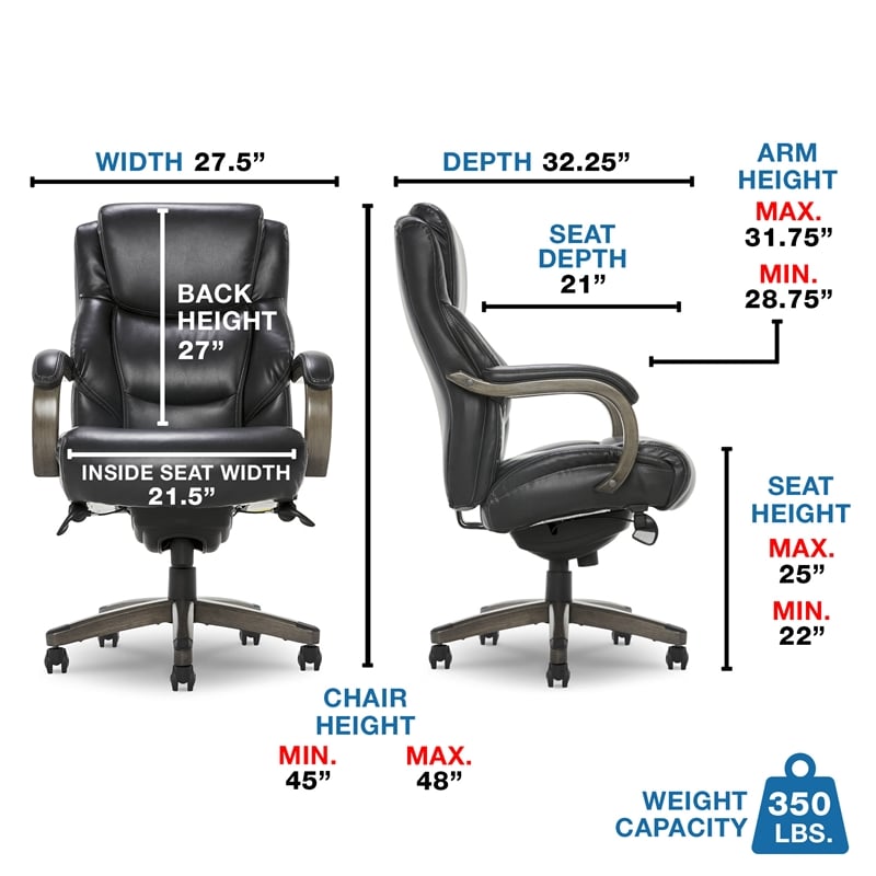 Pemberly Row Big & Tall Executive Office Chair Weathered Black