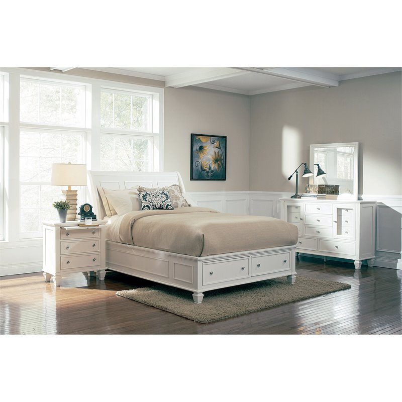 Pemberly Row 4-piece Queen Storage Wood Bedroom Set in Buttermilk