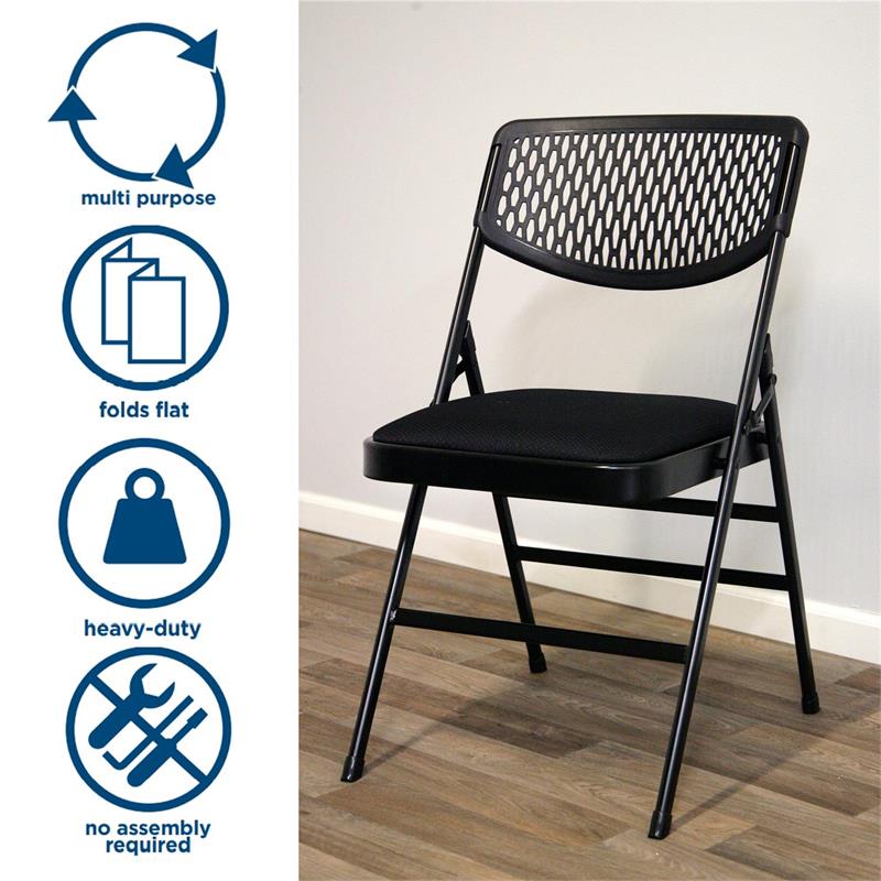 Pemberly Row Ultra Comfort Commercial XL Padded Folding Chair in Black 4-Pack