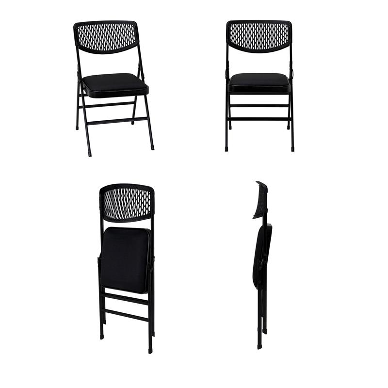 Pemberly Row Ultra Comfort Commercial XL Padded Folding Chair in Black 4-Pack