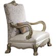 Pemberly Row Faux Leather Upholstered Chair in Pearl amd Gold Patina