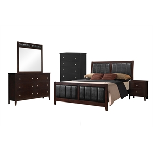 Pemberly Row 5-piece Full Wood Bedroom Set Cappuccino and Black