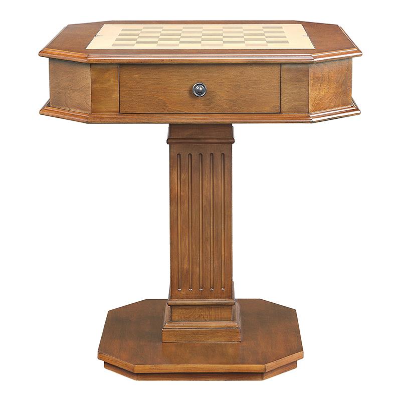 Pemberly Row Contemporary 2-Drawer Wooden Game Table in Walnut