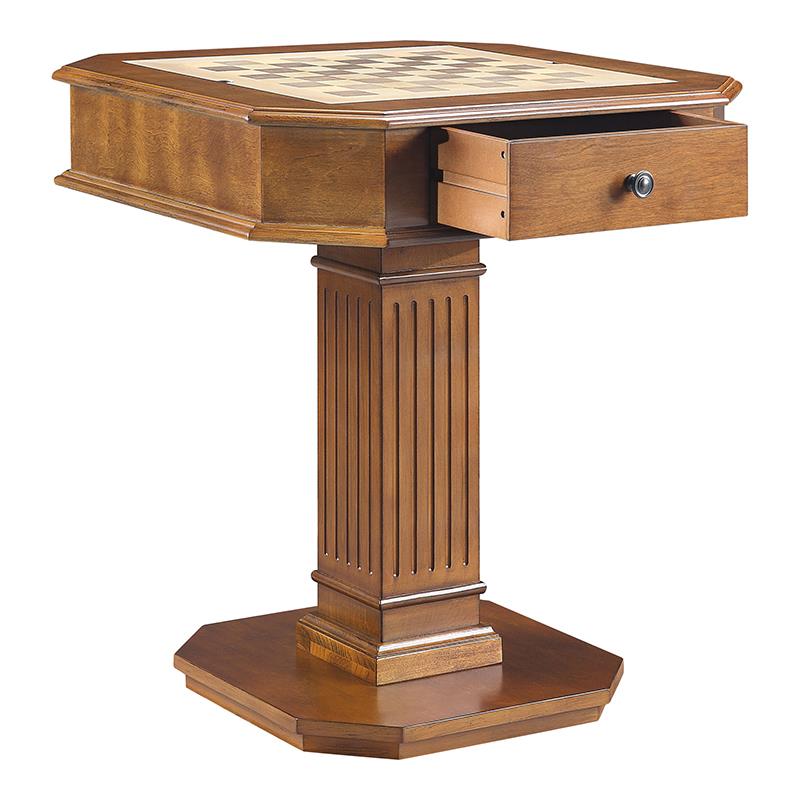Pemberly Row Contemporary 2-Drawer Wooden Game Table in Walnut
