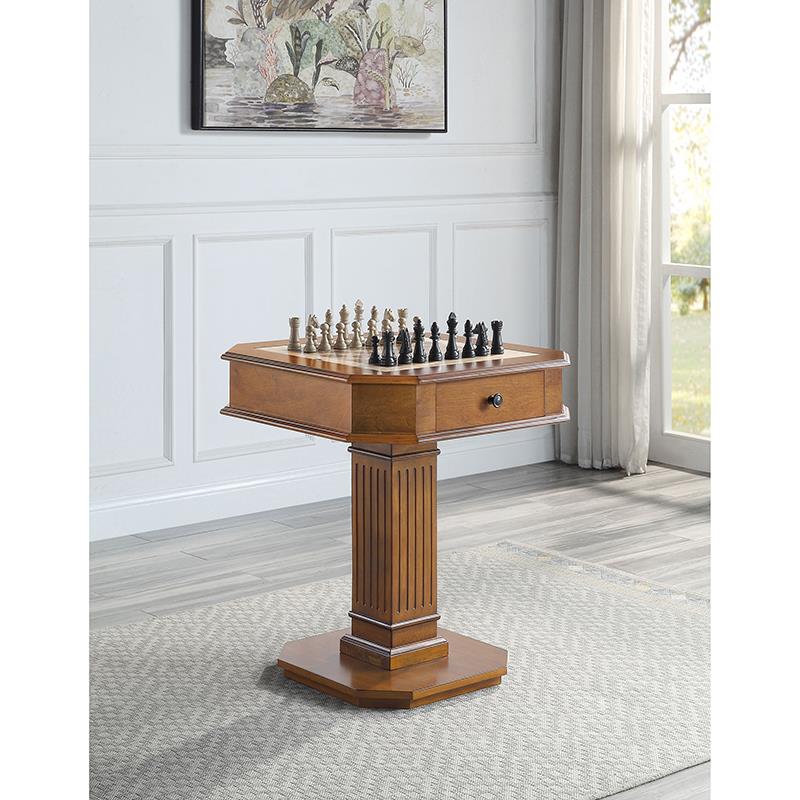 Pemberly Row Contemporary 2-Drawer Wooden Game Table in Walnut