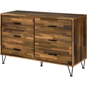 Pemberly Row Modern 6-Drawer Wooden Dresser in Walnut Finish
