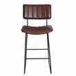 Pemberly Row Metal and Brown Faux Leather Commercial Grade Bar Stool