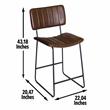 Pemberly Row Metal and Brown Faux Leather Commercial Grade Bar Stool