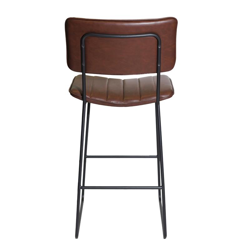 Pemberly Row Metal and Brown Faux Leather Commercial Grade Bar Stool
