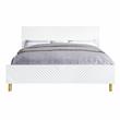 Pemberly Row Metal Legs Eastern King Bed in White High Gloss