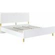Pemberly Row Metal Legs Eastern King Bed in White High Gloss