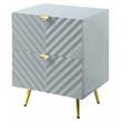 Pemberly Row Wooden Nightstand with 2-Drawer in Gray High Gloss
