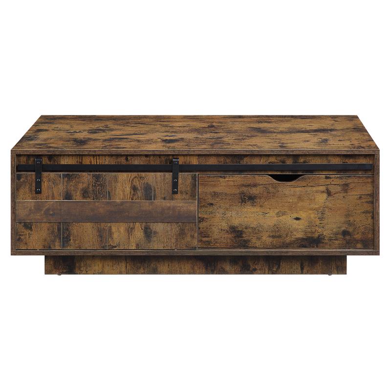 Pemberly Row Wooden Rectangular Storage Coffee Table in Rustic Oak