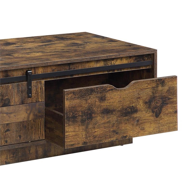 Pemberly Row Wooden Rectangular Storage Coffee Table in Rustic Oak