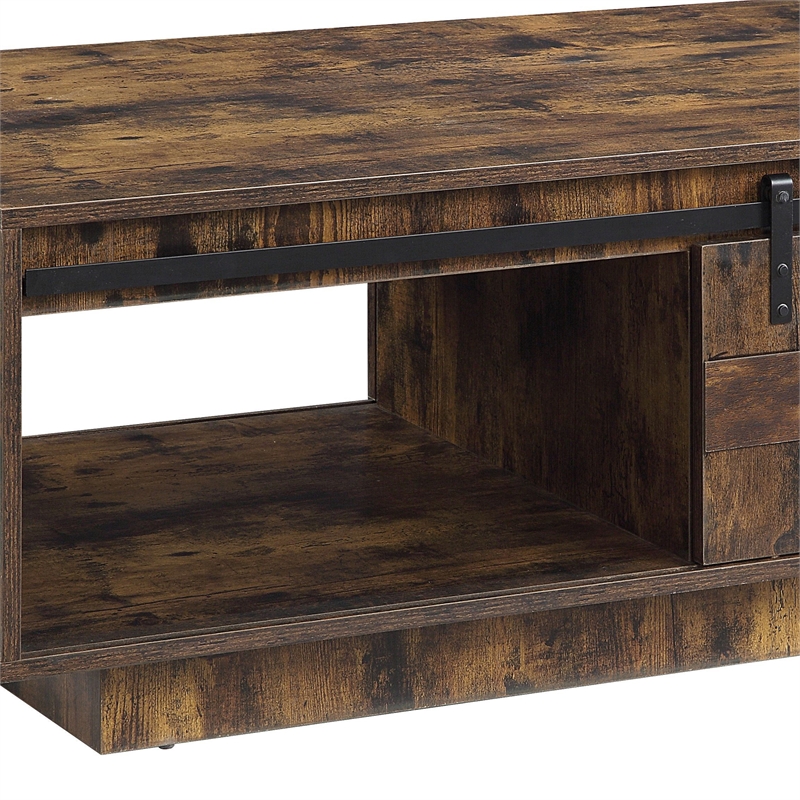 Pemberly Row Wooden Rectangular Storage Coffee Table in Rustic Oak