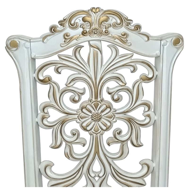 Pemberly Row Side Chair in Ivory Polyurethane and Antique Pearl Wood (Set of 2)