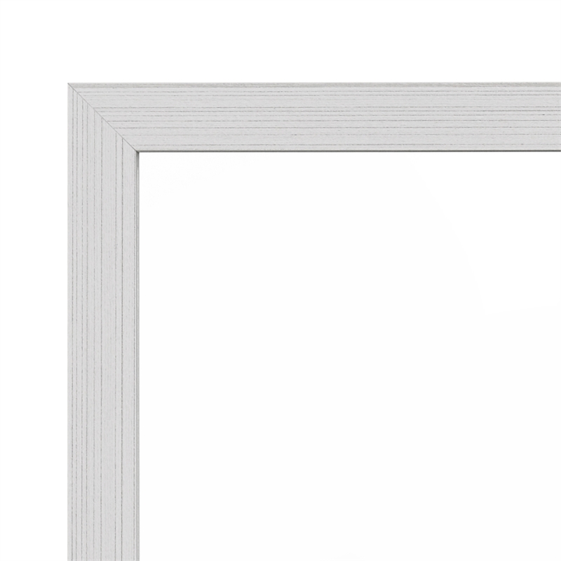 Pemberly Row Contemporary Square Wooden Frame Mirror in White