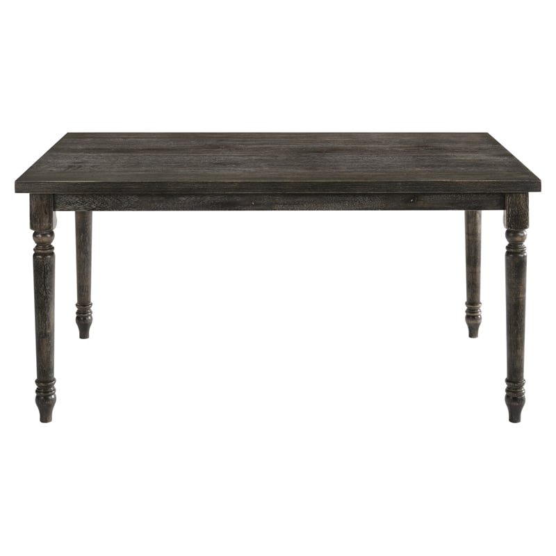 Pemberly Row Rectangular Wood Turned Legs Dining Table in Weathered Gray