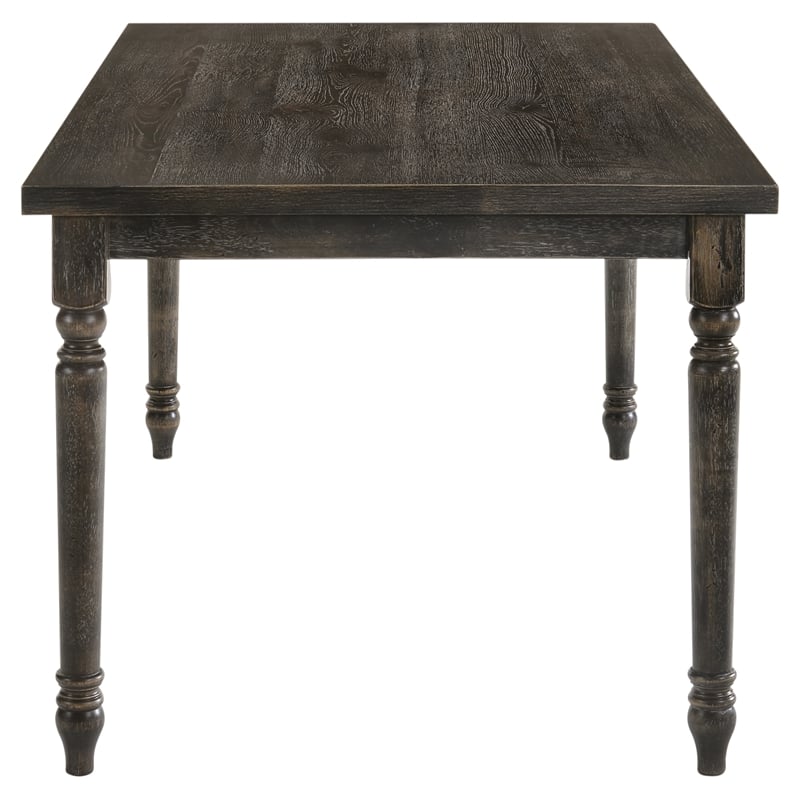 Pemberly Row Rectangular Wood Turned Legs Dining Table in Weathered Gray