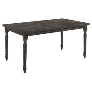 Pemberly Row Rectangular Wood Turned Legs Dining Table in Weathered Gray