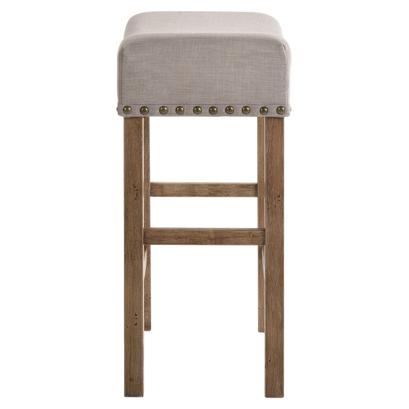 Pemberly Row Counter Height Stool in Tan Linen and Weathered Oak (Set of 2)