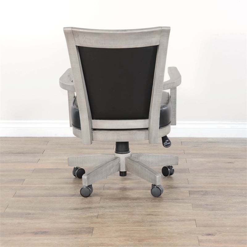 Pemberly Row Wood Game Chairs with Casters and Cushion Seat in Alpine Gray