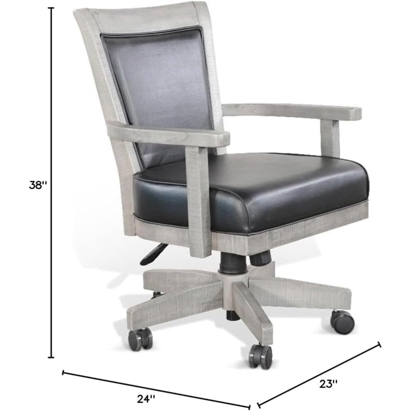 Pemberly Row Wood Game Chairs with Casters and Cushion Seat in Alpine Gray