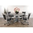 Pemberly Row Wood Game Chairs with Casters and Cushion Seat in Alpine Gray