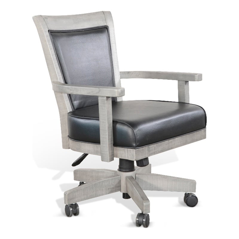 Pemberly Row Wood Game Chairs with Casters and Cushion Seat in Alpine Gray