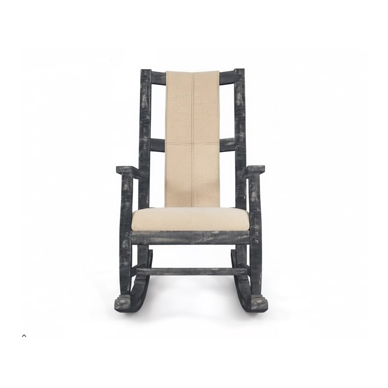 Pemberly Row Mahogany Rocking Chair with Cushion Seat & Back in Black
