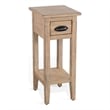 Pemberly Row Farmhouse Mahogany Wood Chair Side Table in Beige