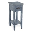 Pemberly Row Farmhouse Mahogany Wood Chair Side Table in Ocean Blue