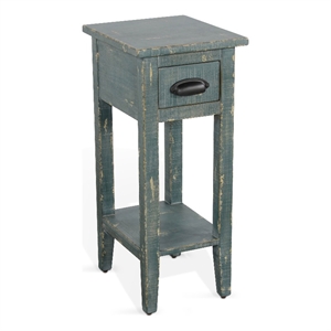 Pemberly Row Farmhouse Mahogany Wood Chair Side Table in Sea Grass Green