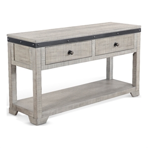 Pemberly Row Traditional Mahogany Wood Sofa Table in Alpine Gray