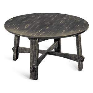 Pemberly Row Farmhouse Mahogany Wood Coffee Table in Black Sand