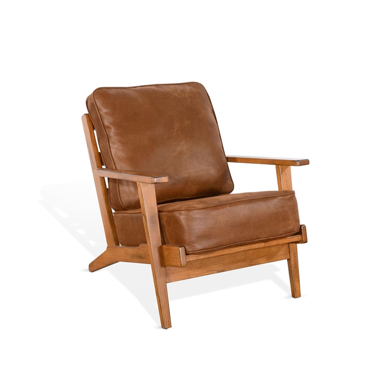Pemberly Row Mahogany Accent Chair with Cushions in Light Brown