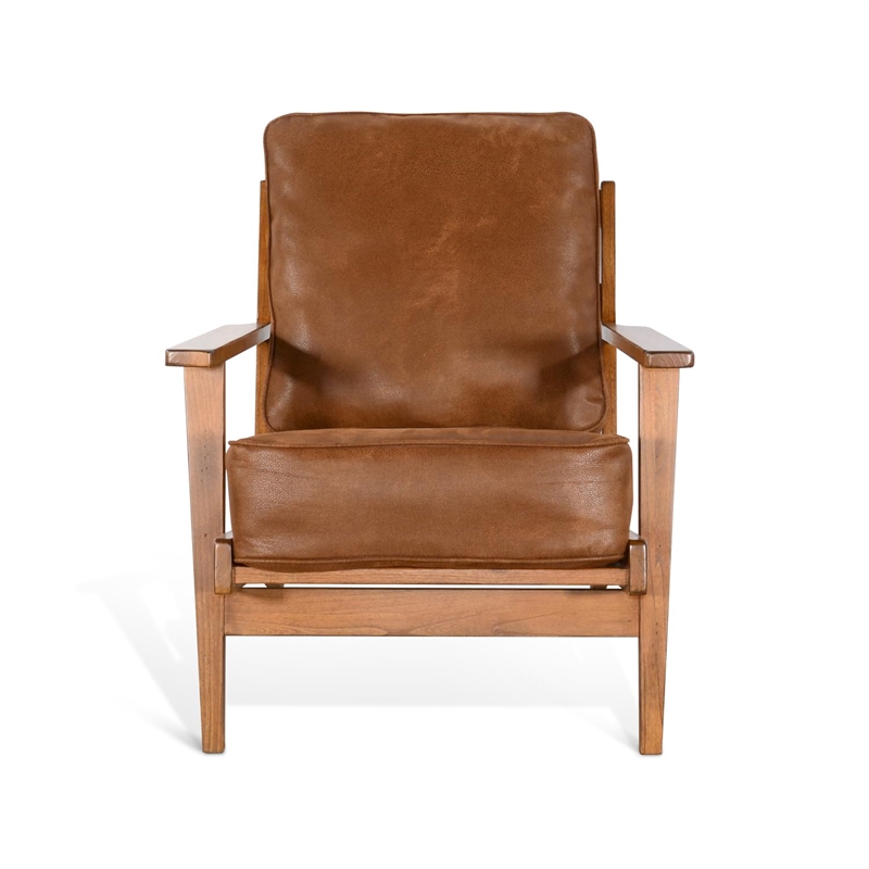 Pemberly Row Mahogany Accent Chair with Cushions in Light Brown