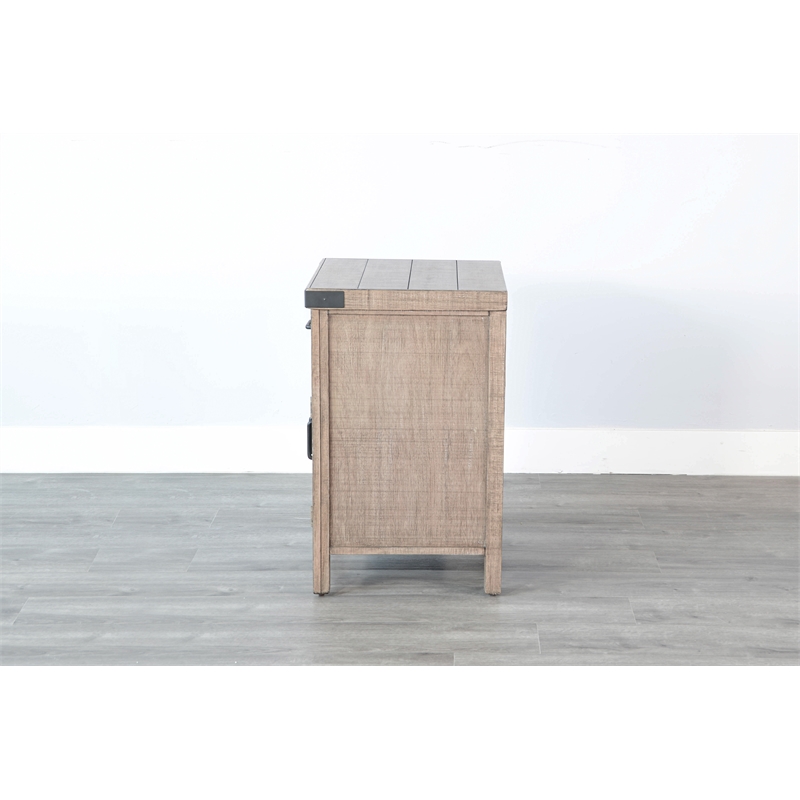 Pemberly Row Modern Mahogany Wood Nightstand in Light Brown Finish