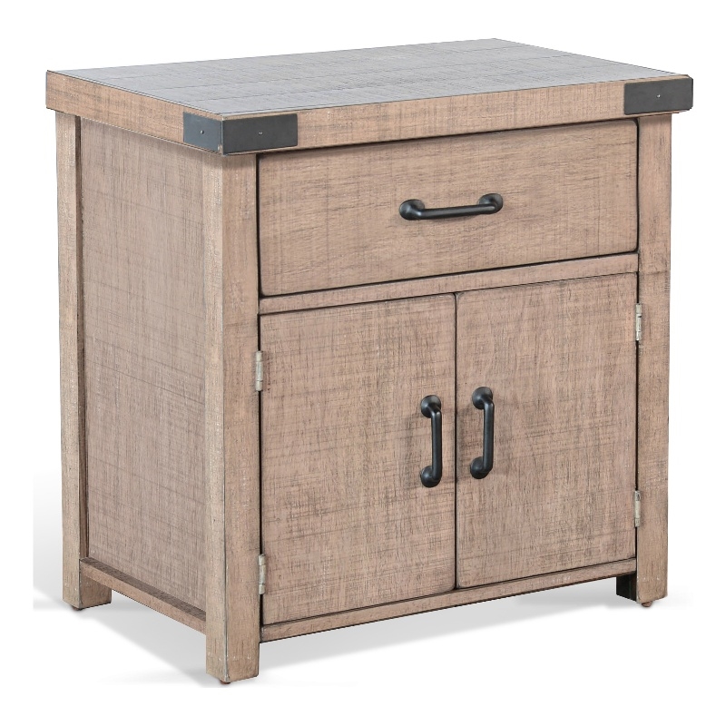 Pemberly Row Modern Mahogany Wood Nightstand in Light Brown Finish