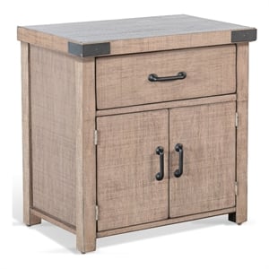 Pemberly Row Modern Mahogany Wood Nightstand in Light Brown Finish