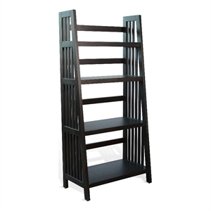 Pemberly Row 60&quot Mahogany Wood Folding Bookcase in Black Walnut