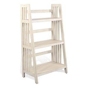 Pemberly Row 48&quot Farmhouse Mahogany Folding Bookcase in Marble White