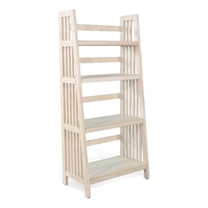 Pemberly Row 60&quot Farmhouse Mahogany Folding Bookcase in Marble White