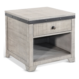 Pemberly Row Traditional Mahogany Wood End Table in Alpine Gray